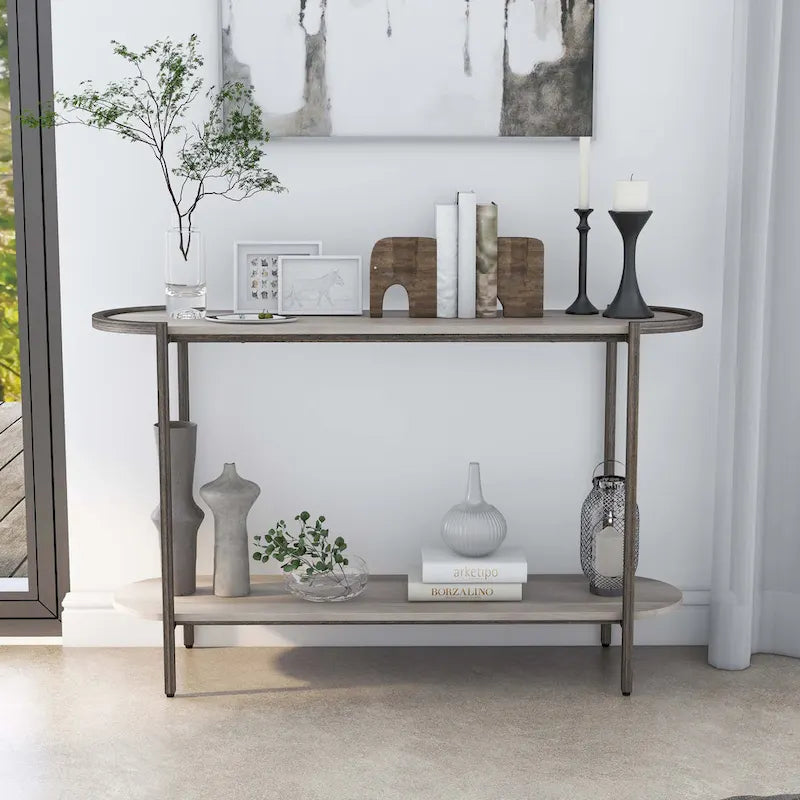 Rowland Urban Light Grey 49-inch Steel 1-Shelf Sofa Table by Furniture of America