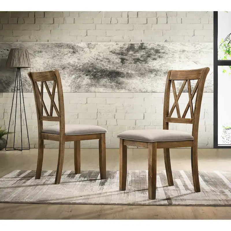 Roundhill Furniture Enna Morden Farmhouse Wood 5-Piece Trestle Dining Set, Brushed Driftwood Finish