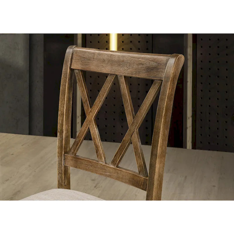 Roundhill Furniture Enna Morden Farmhouse Wood 5-Piece Trestle Dining Set, Brushed Driftwood Finish