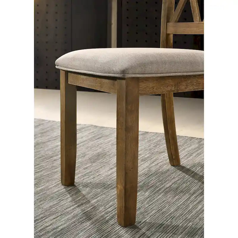 Roundhill Furniture Enna Morden Farmhouse Wood 5-Piece Trestle Dining Set, Brushed Driftwood Finish