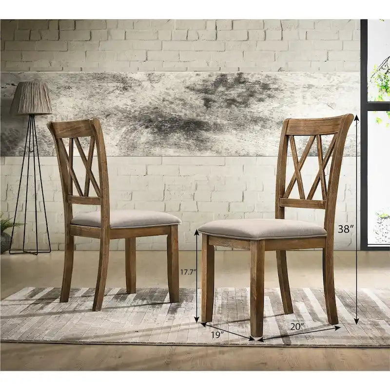 Roundhill Furniture Enna Morden Farmhouse Wood 5-Piece Trestle Dining Set, Brushed Driftwood Finish