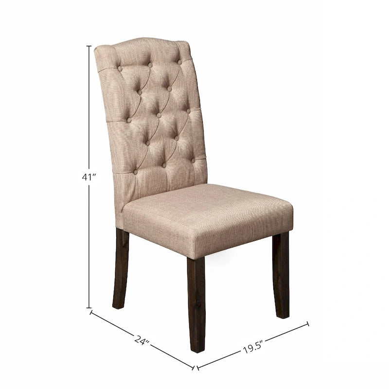 Alpine Furniture Set of 2 Button Tufted Parson Chairs - Salvaged Grey - 19.5Wx24Dx41H