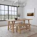 Trestle Brown Wood Dining Table - 82 x 30 x 38