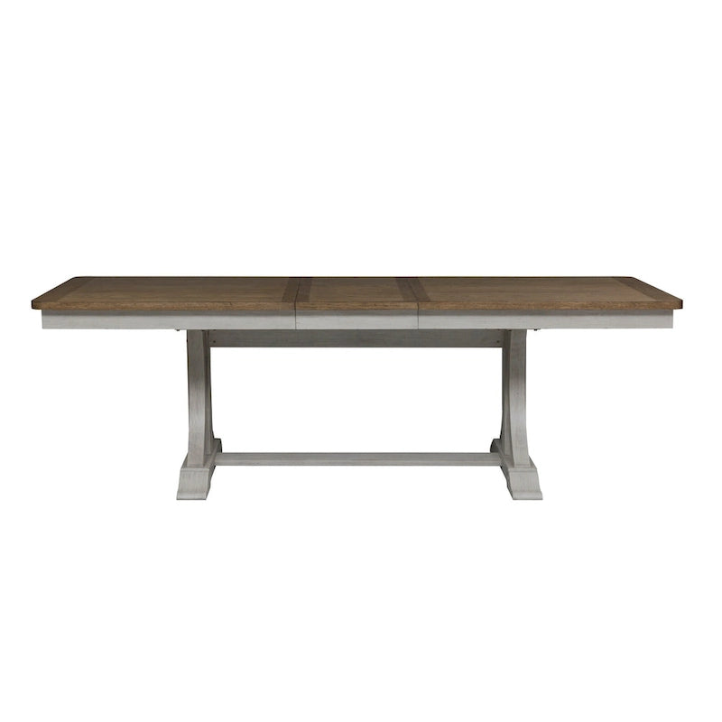 Farmhouse Reimagined Antique White 7 Piece Trestle Table Set