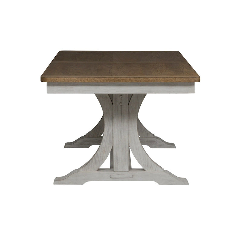 Farmhouse Reimagined Antique White 7 Piece Trestle Table Set
