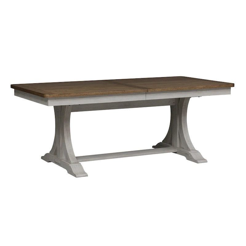 Farmhouse Reimagined Antique White 7 Piece Trestle Table Set