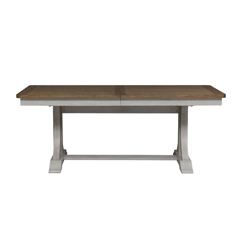 Farmhouse Reimagined Antique White 7 Piece Trestle Table Set