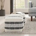 WYNDENHALL Highland Boho Square Pouf in White, Beige, Black Polystyrene Filling