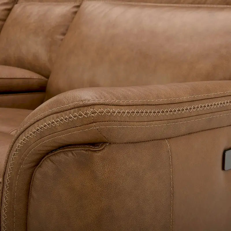Cooper Leather Dual Power Reclining Loveseat with Console