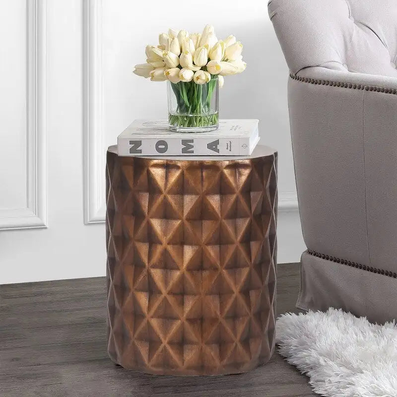 Adeco Modern Round End Table Outdoor Side Table Stool For Patio