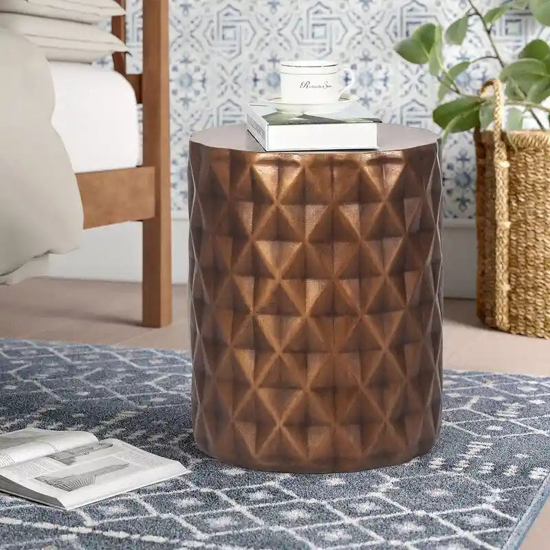 Adeco Modern Round End Table Outdoor Side Table Stool For Patio