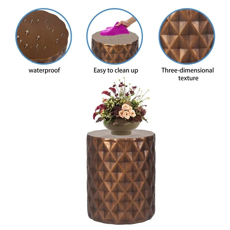 Adeco Modern Round End Table Outdoor Side Table Stool For Patio