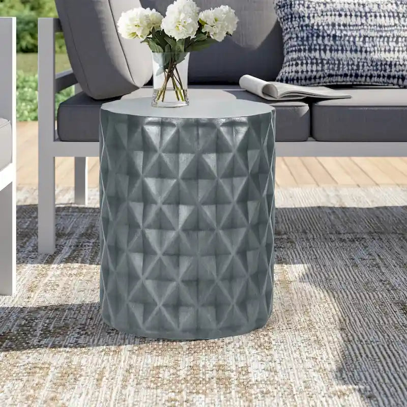 Adeco Modern Round End Table Outdoor Side Table Stool For Patio