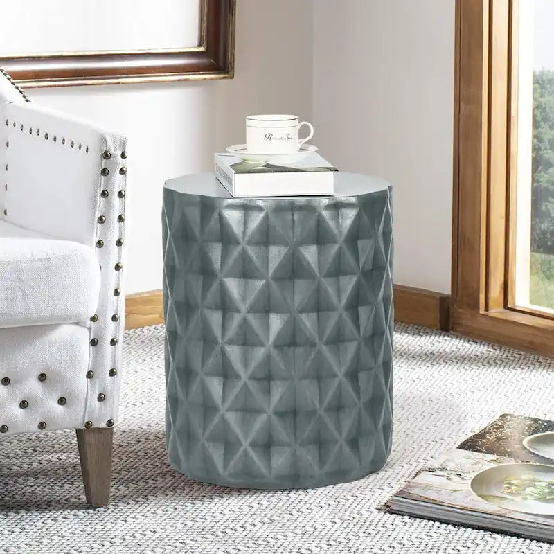 Adeco Modern Round End Table Outdoor Side Table Stool For Patio