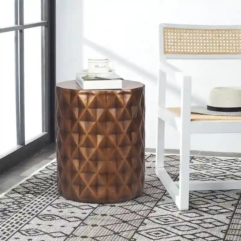 Adeco Modern Round End Table Outdoor Side Table Stool For Patio