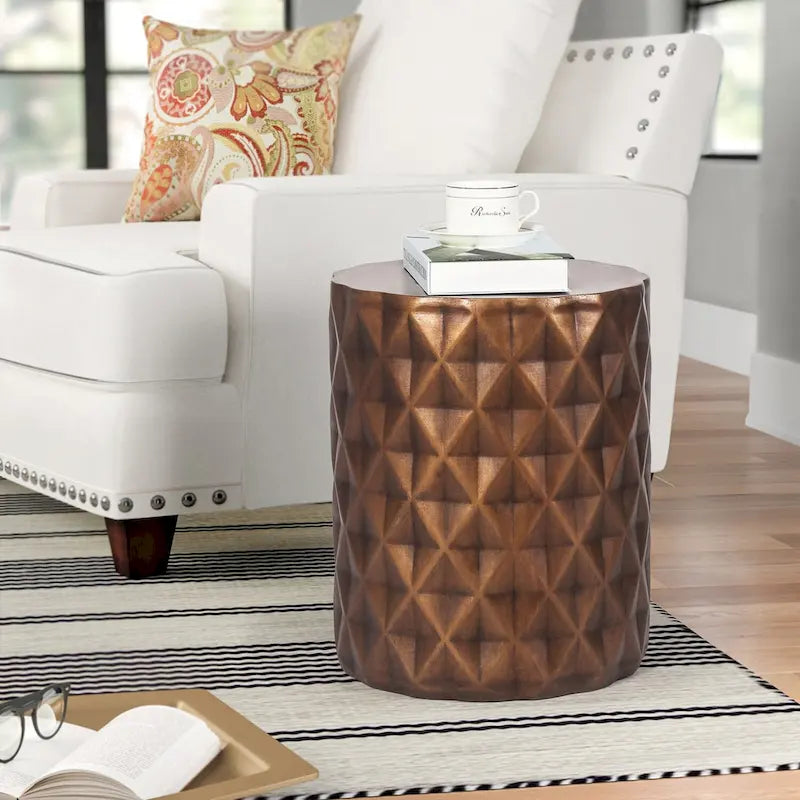 Adeco Modern Round End Table Outdoor Side Table Stool For Patio