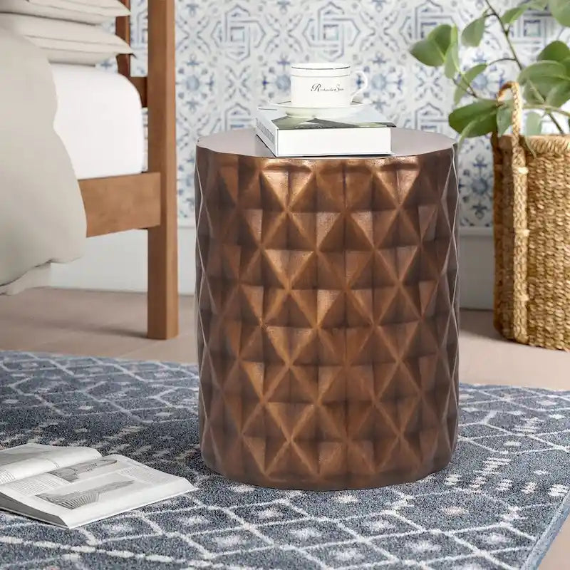 Adeco Modern Round End Table Outdoor Side Table Stool For Patio