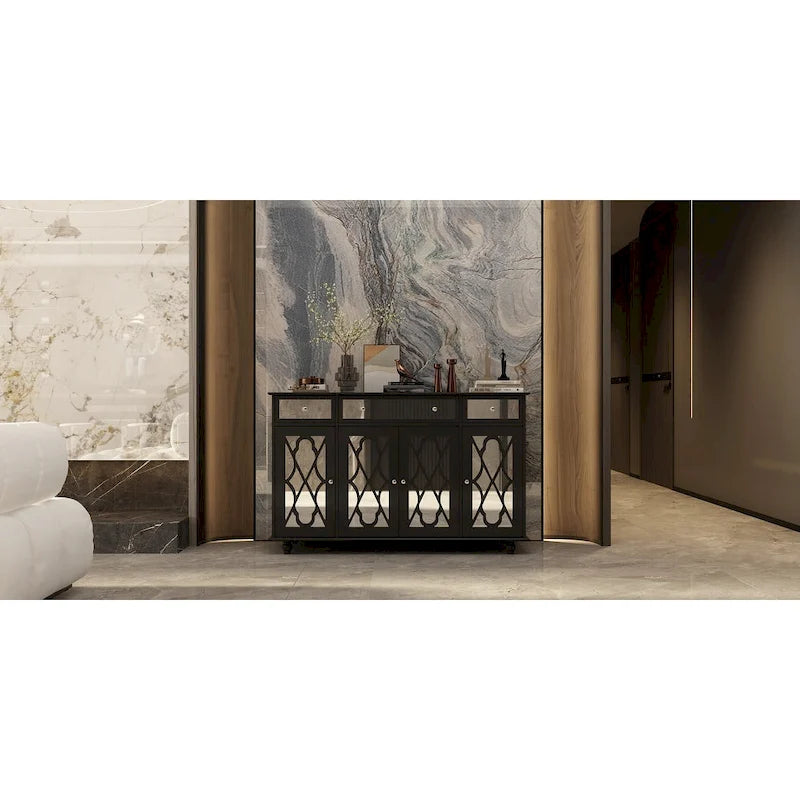Timechee 55.1 Accent Storage Cabinet Mirror Sideboard Buffet Cabinet