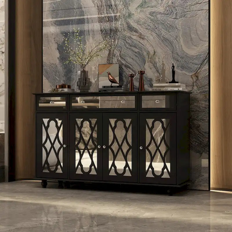 Timechee 55.1 Accent Storage Cabinet Mirror Sideboard Buffet Cabinet