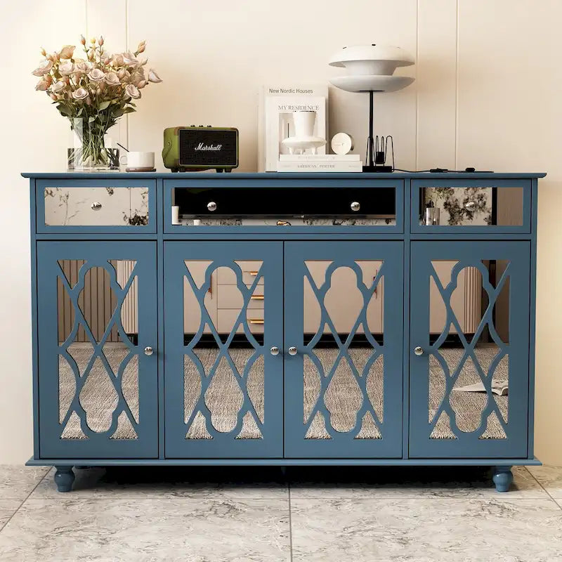 Timechee 55.1 Accent Storage Cabinet Mirror Sideboard Buffet Cabinet