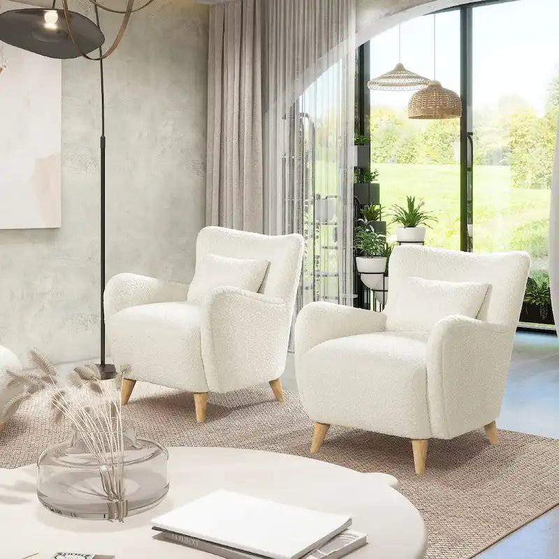Lune 30 Boucle Faux Sherpa Curved Arm Accent Chair