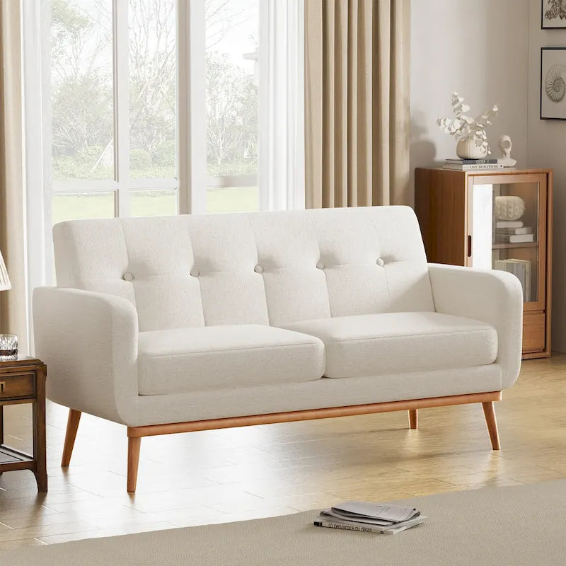 HUIMO Sofa Couch for Two People Tufted Fabric Upholstered Sofa