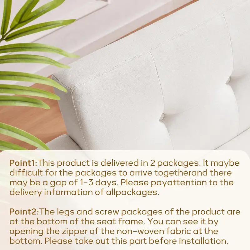 HUIMO Sofa Couch for Two People Tufted Fabric Upholstered Sofa