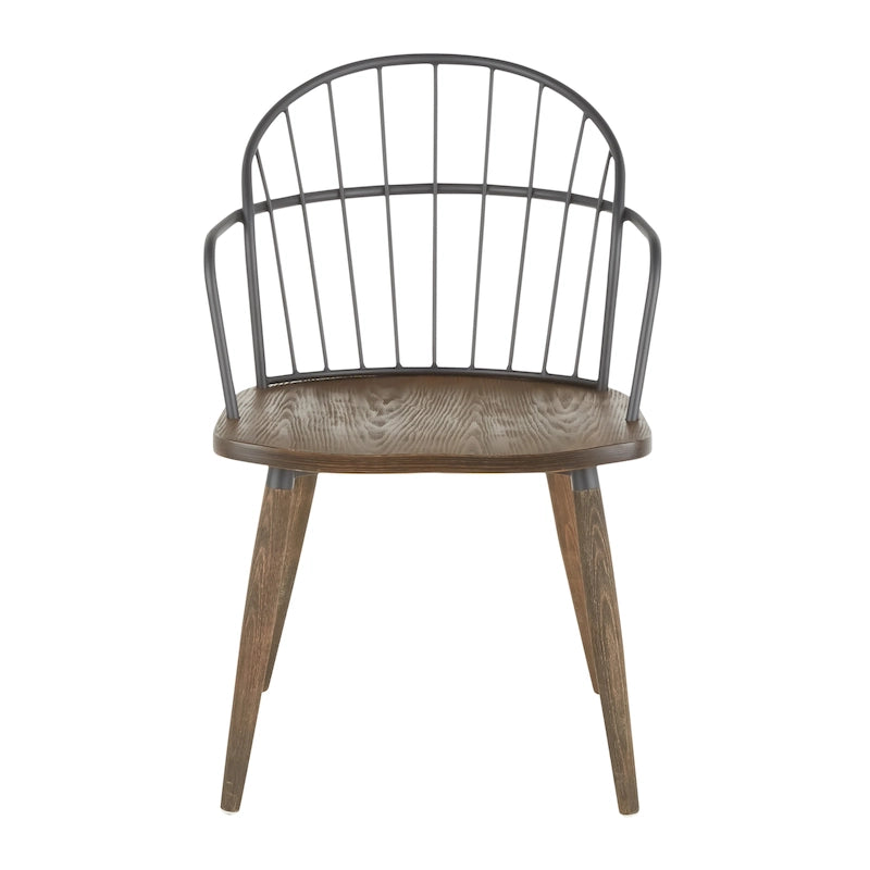 Carbon Loft Ellul Industrial Chair in Dark Walnut Wood and Black Metal - N/A
