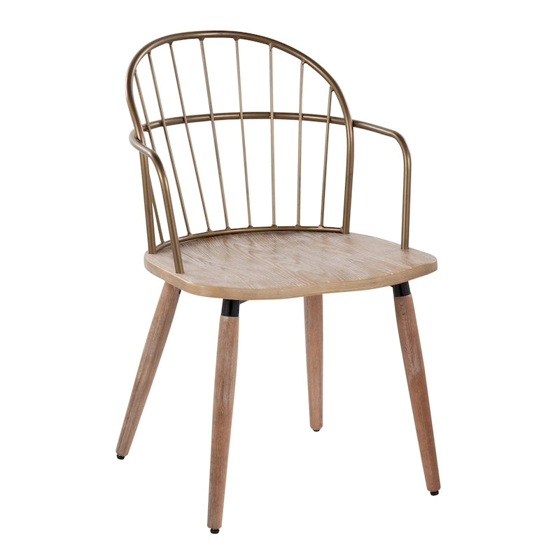 Carbon Loft Ellul Industrial Chair in Dark Walnut Wood and Black Metal - N/A