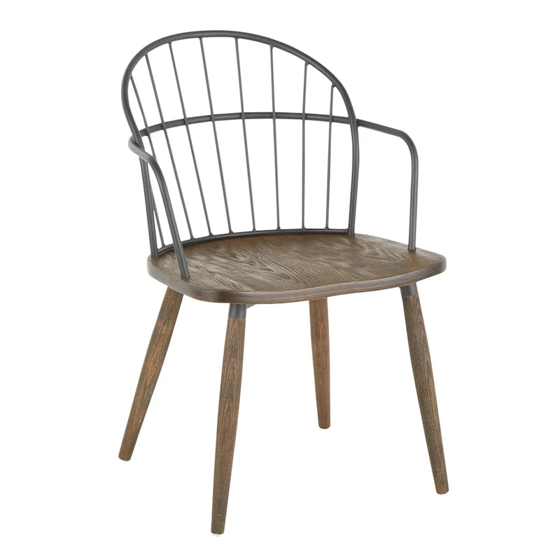 Carbon Loft Ellul Industrial Chair in Dark Walnut Wood and Black Metal - N/A