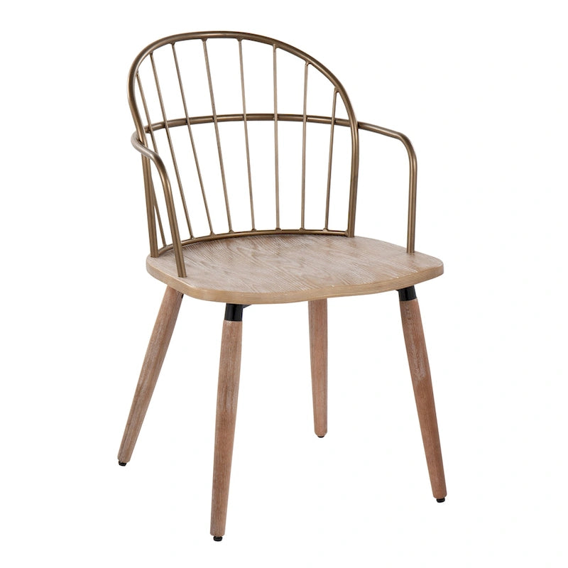 Carbon Loft Ellul Industrial Chair in Dark Walnut Wood and Black Metal - N/A