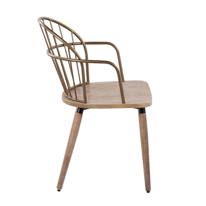 Carbon Loft Ellul Industrial Chair in Dark Walnut Wood and Black Metal - N/A