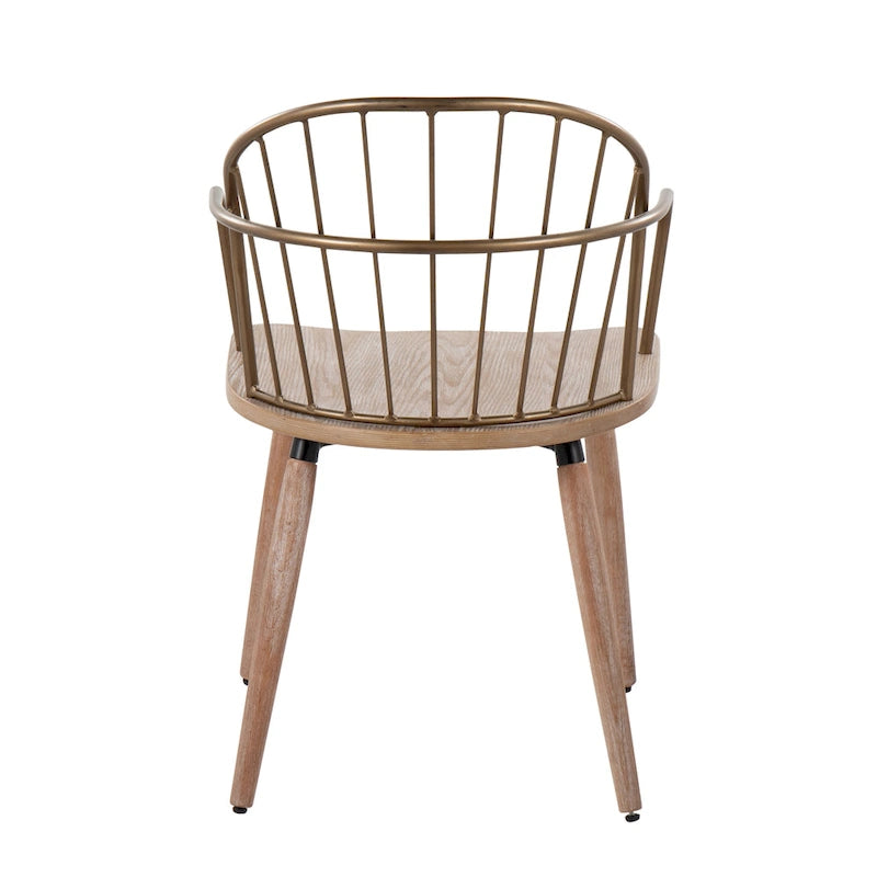 Carbon Loft Ellul Industrial Chair in Dark Walnut Wood and Black Metal - N/A