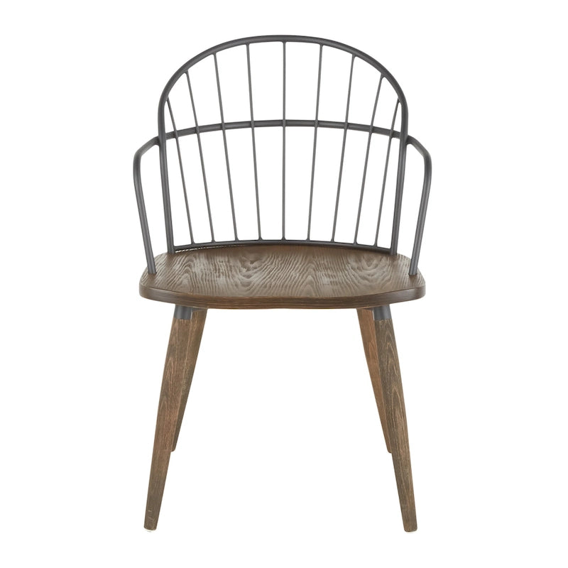 Carbon Loft Ellul Industrial Chair in Dark Walnut Wood and Black Metal - N/A
