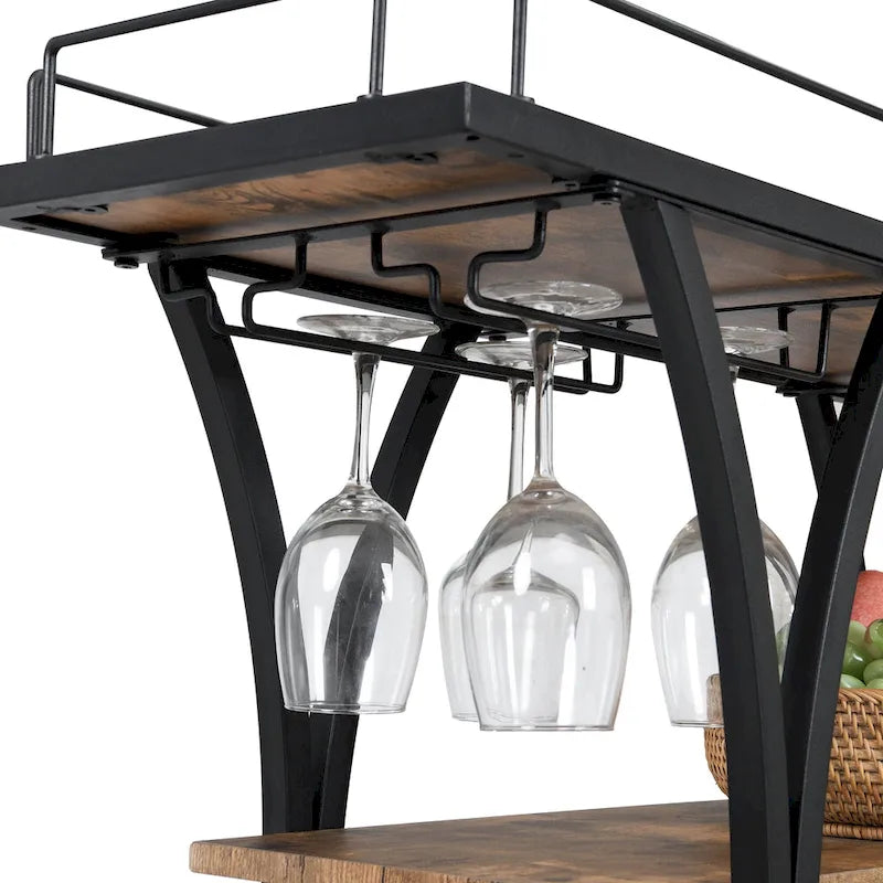 Industrial Bar Cart Kitchen Bar&Serving Cart for Home with Wheels
