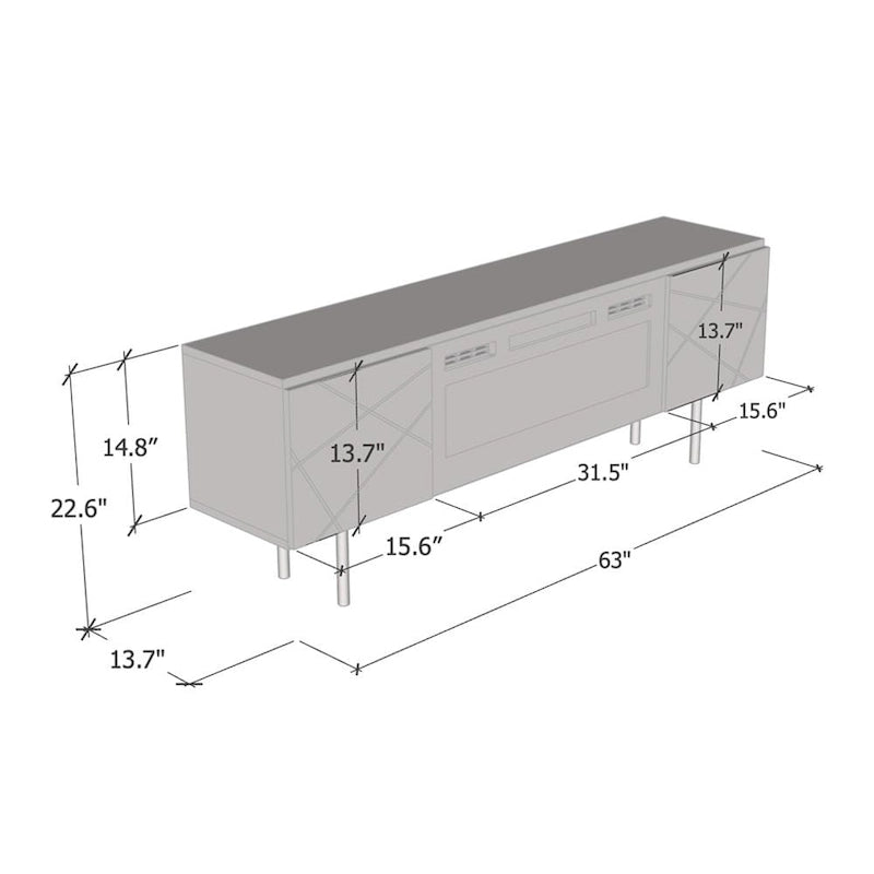 London BL-EF Electric Fireplace 63 TV Stand
