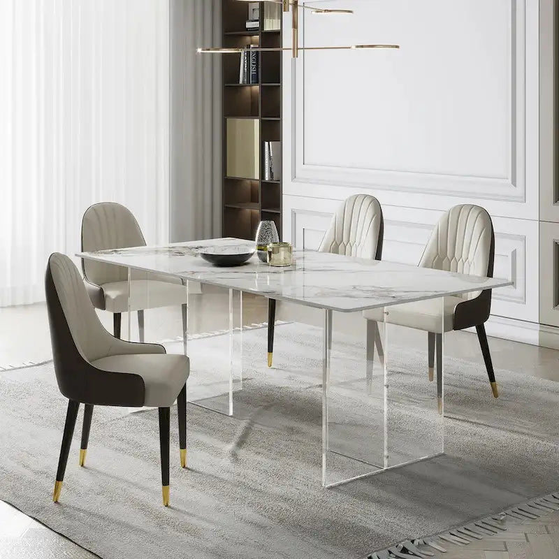Dining Chair Modern Accent Chairs Faux Leather Side Chairs (Set of 4)