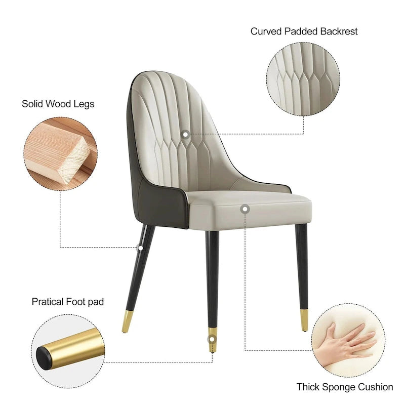 Dining Chair Modern Accent Chairs Faux Leather Side Chairs (Set of 4)