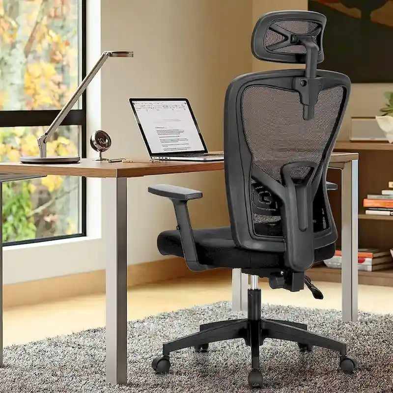 ALPHA HOME High Back Mesh Office Chair Adjustable Headrest, Armrest, Rolling Swivel Reclining Chair