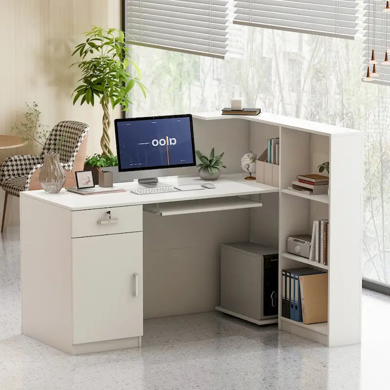 FUFU&GAGA 1-Drawer Reception Computer desk With one Door
