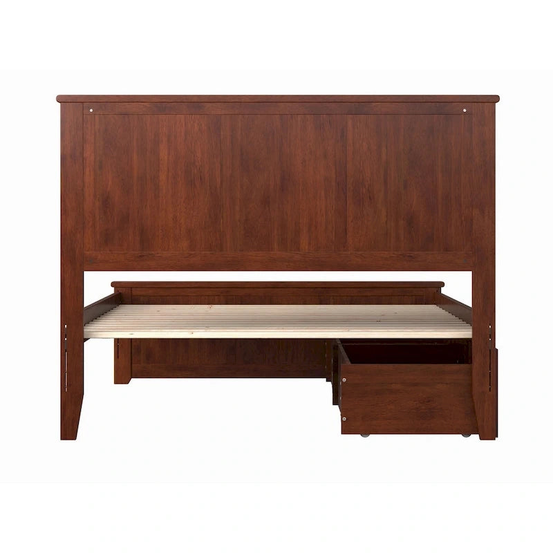 Madison Full Platform Bed with 2 Storage Drawers in Walnut