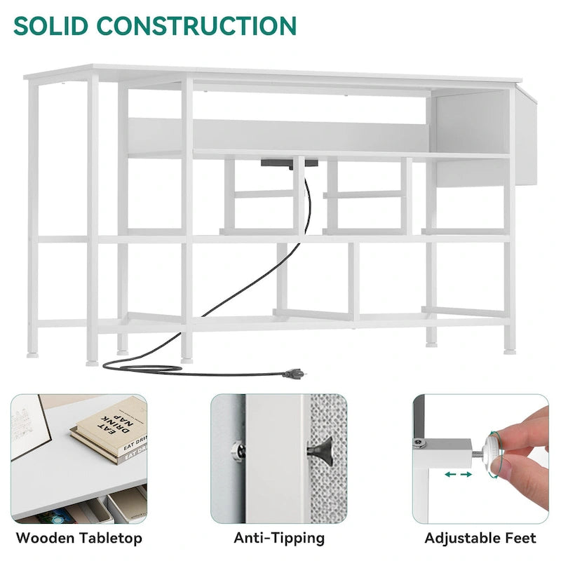 Moasis 50W 9-drawer Fabric Dresser, Media Console, TV Stand with Outlets, RGB Lights