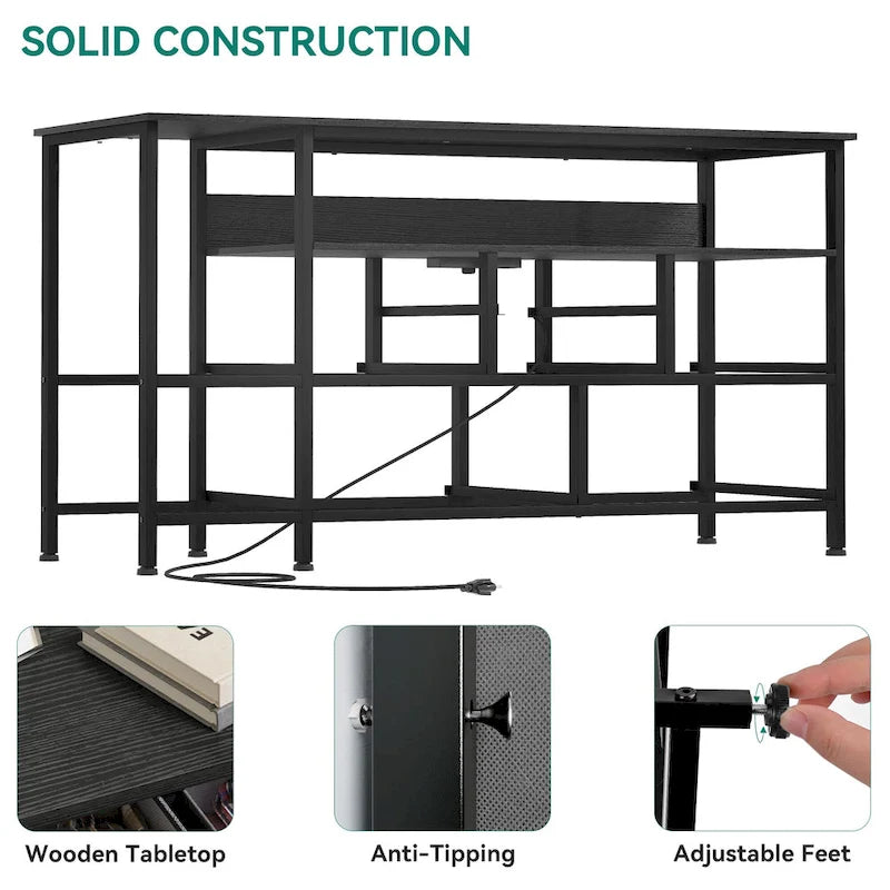 Moasis 50W 9-drawer Fabric Dresser, Media Console, TV Stand with Outlets, RGB Lights