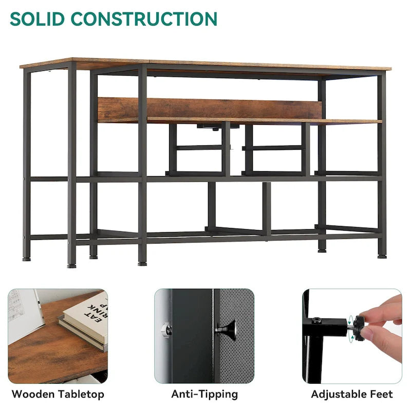 Moasis 50W 9-drawer Fabric Dresser, Media Console, TV Stand with Outlets, RGB Lights