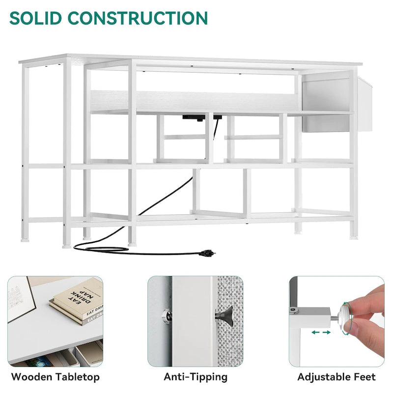 Moasis 50W 9-drawer Fabric Dresser, Media Console, TV Stand with Outlets, RGB Lights