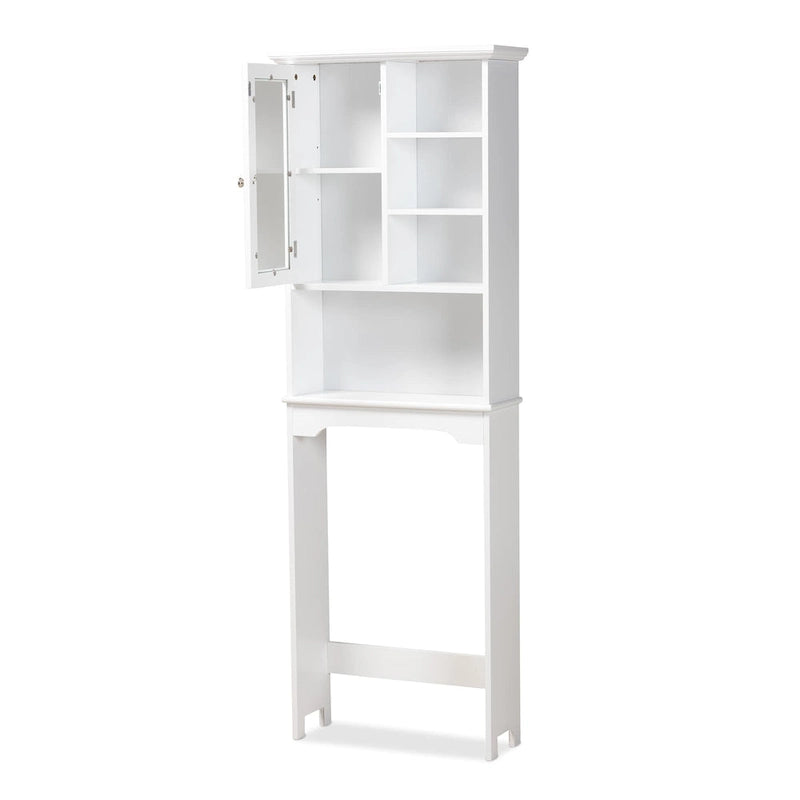 Campbell White Finished Wood Over the Toilet Bathroom Storage Cabinet