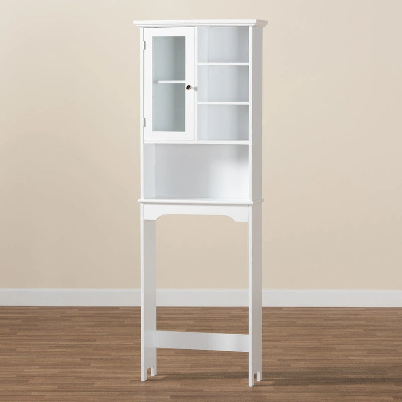 Campbell White Finished Wood Over the Toilet Bathroom Storage Cabinet