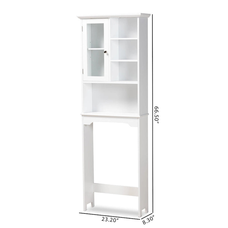 Campbell White Finished Wood Over the Toilet Bathroom Storage Cabinet