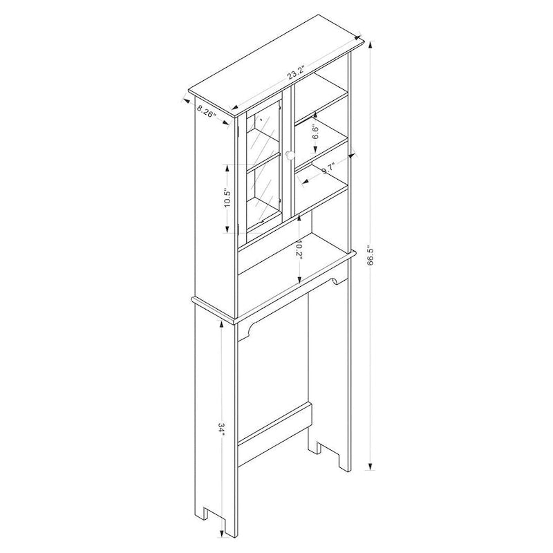 Campbell White Finished Wood Over the Toilet Bathroom Storage Cabinet