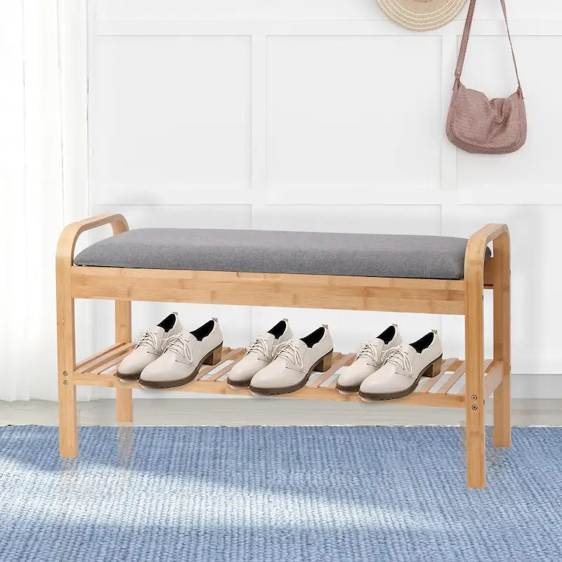 Proman Products Cambridge Bamboo Shoe Bench, Natural, 35.5 W x 13 D x 20 H